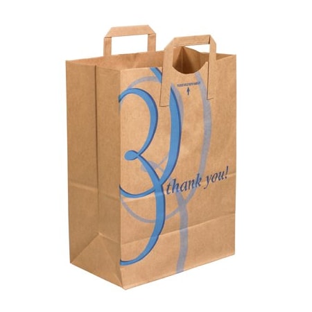 Bsc Preferred 12 x 7 x 17'' - ''Thank You'' Flat Handle Grocery Bags, 300PK BGFH102UP